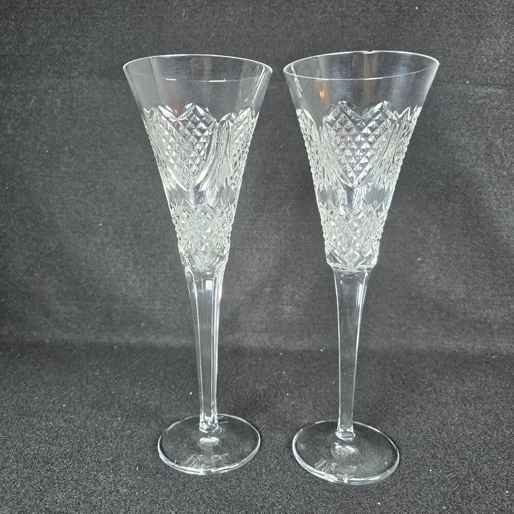 Waterford Crystal Celebration Champagne Toasting Flutes Love Hearts 10.25